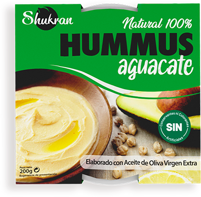 Parte frontal del paquete de Hummus de Aguacate